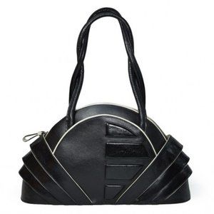 Geometric leather bag , shoulder black bag , unique sculptural luxury bag